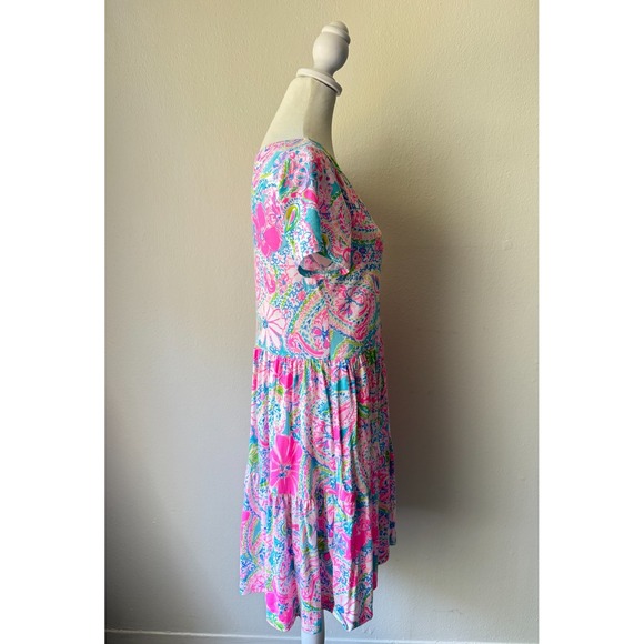 Lilly Pulitzer Tropical Paisley Floral Print Tiered Mini Dress S Resort Summer - Picture 3 of 11